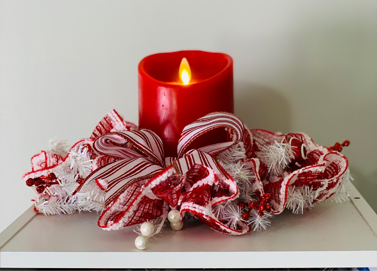 Red & White Candle Centerpiece