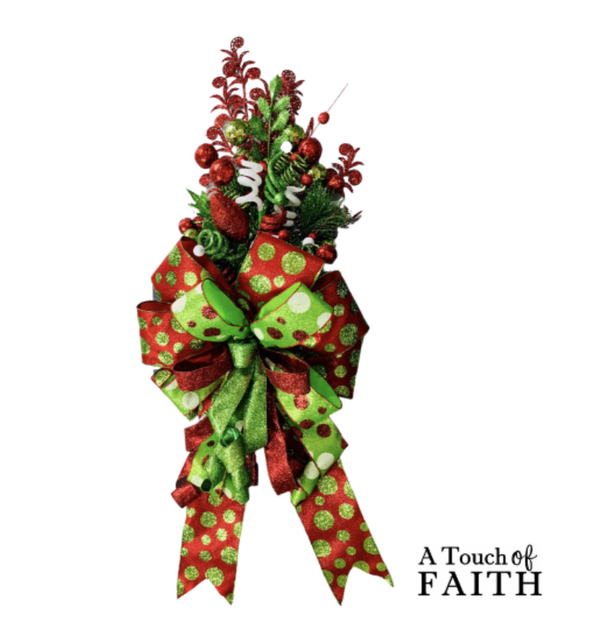 Red & Lime Green Christmas Tree Topper