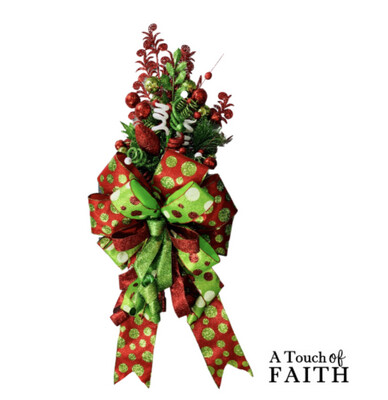 Red &amp; Lime Green Christmas Tree Topper