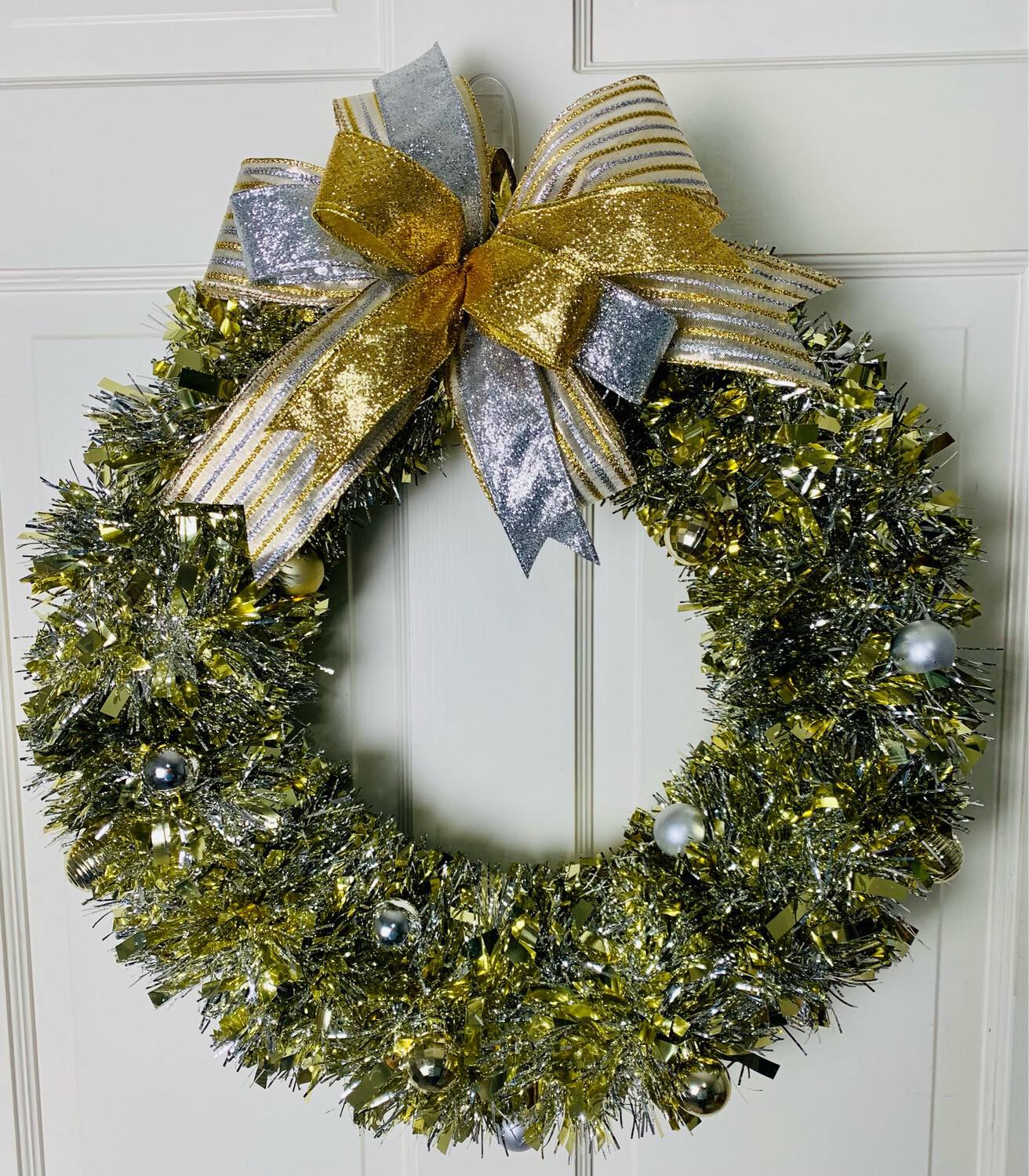 Silver & Gold Tinsel Wreath
