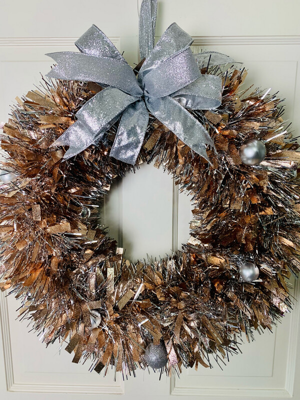 Silver &amp; Gold Tinsel Wreath
