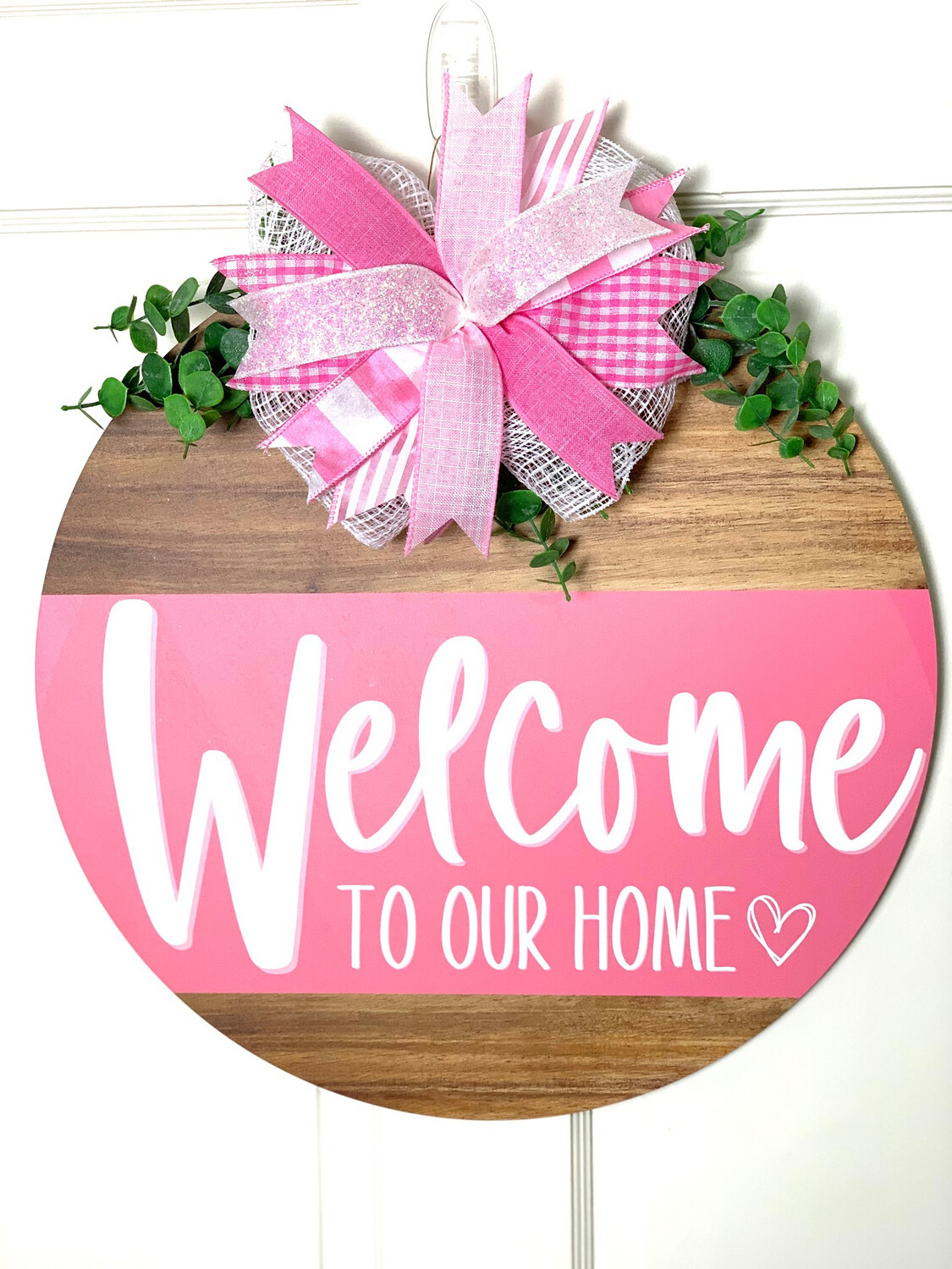 Welcome to Our Home Door Hanger, Pink