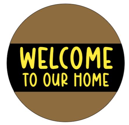 Custom Welcome to Our Home Door Hanger, Black & Yellow