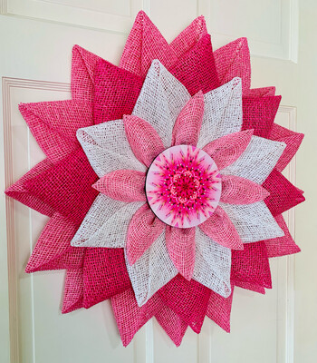 Pink &amp; White Geometric Flower Wreath