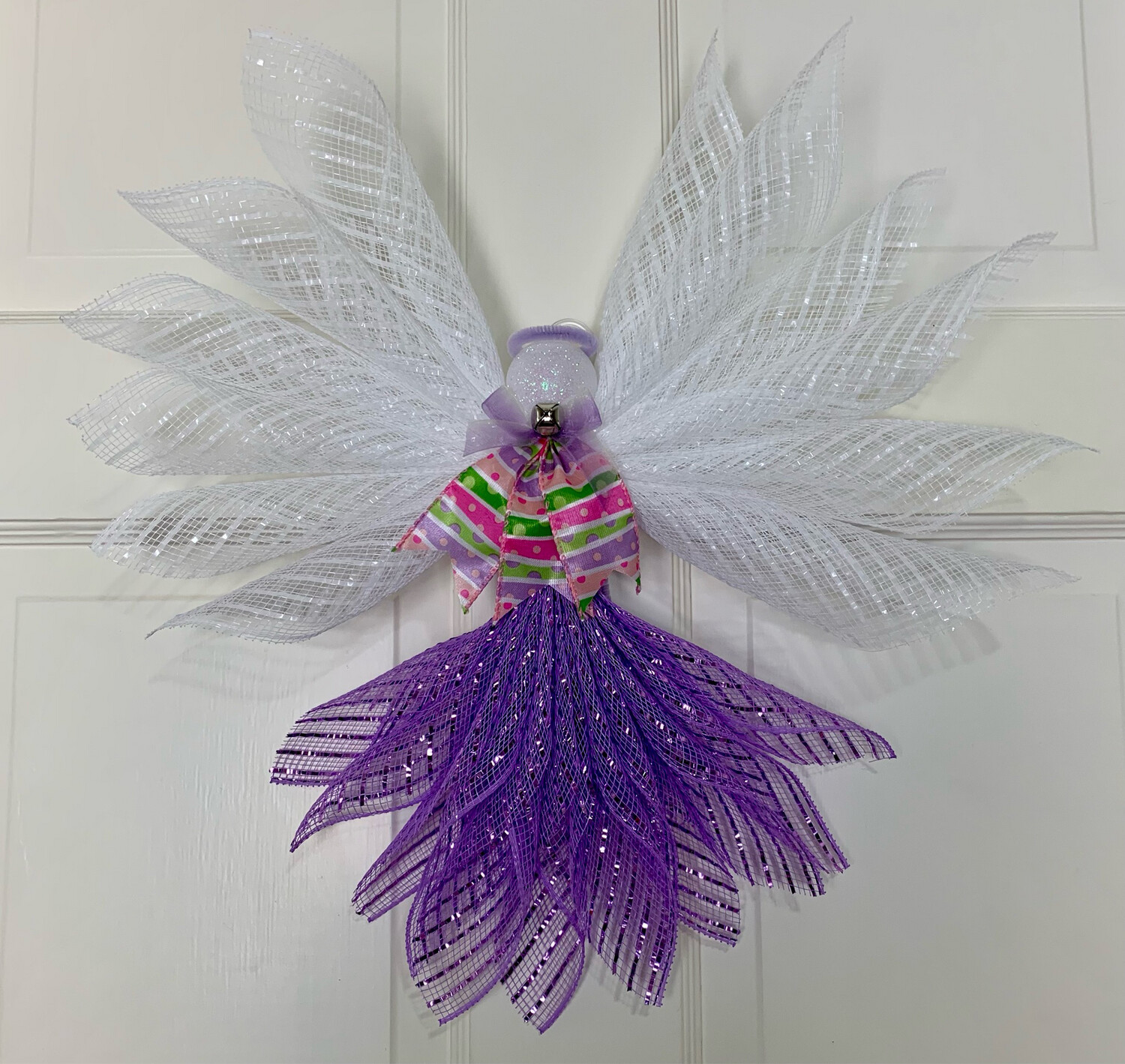 Purple & White Angel Door Hanger