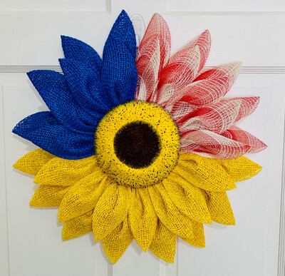 American Flag Sunflower Flower Wreath