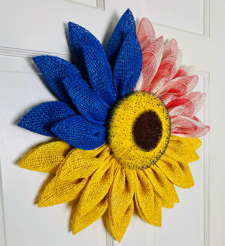 American Flag Sunflower Flower Wreath