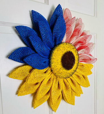 American Flag Sunflower Flower Wreath