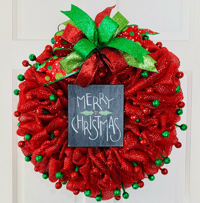 Merry Christmas Wreath with Lights