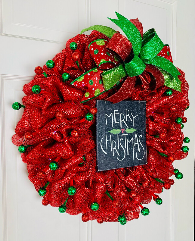 Merry Christmas Wreath with Lights