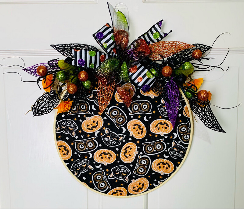 Halloween Cats Hoop Wreath