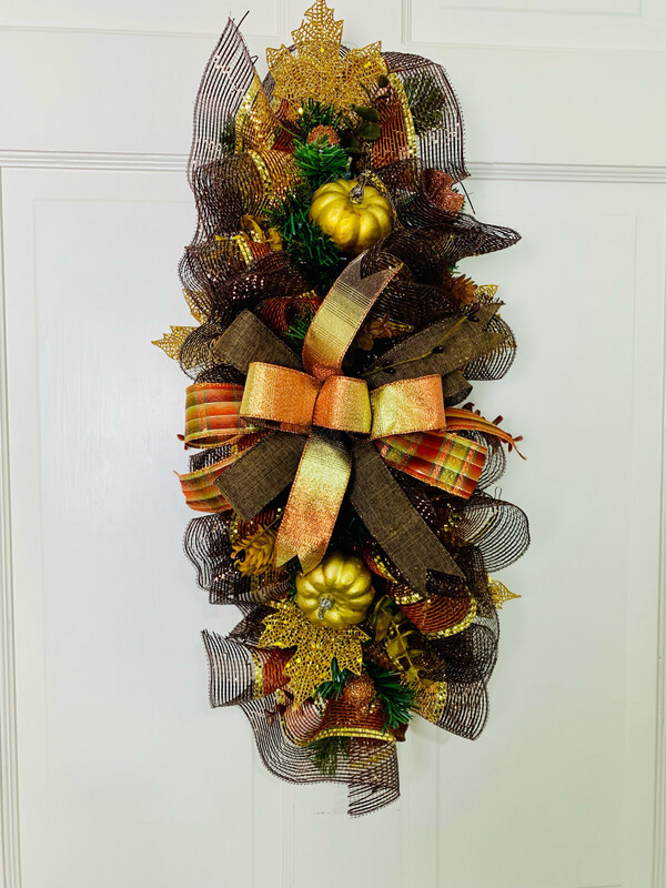 Fall Brown &amp; Gold Table Runner Centerpiece