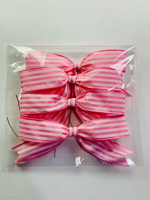 Mini Pink &amp; White Stripe Bows