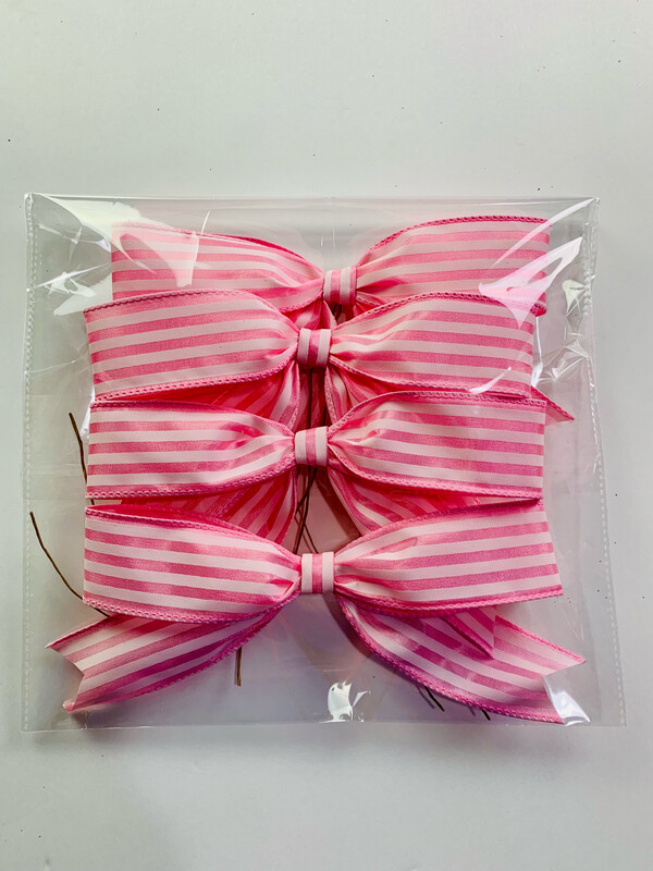 Mini Pink &amp; White Stripe Bows