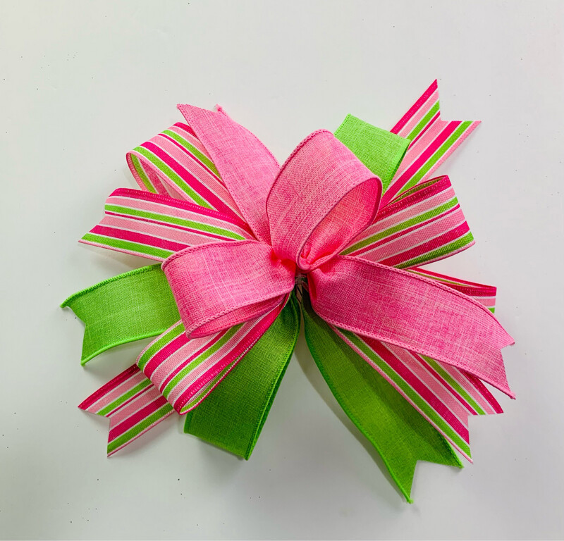 Pink &amp; Green Striped Bow