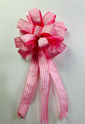 Pink &amp; White Striped Bow