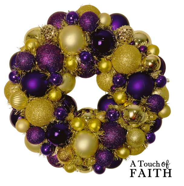 Purple &amp; Gold Ornament Wreath