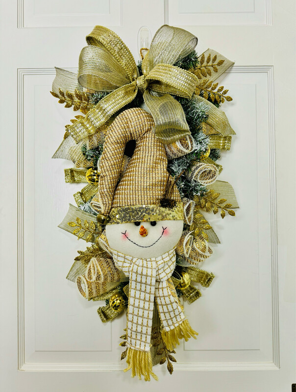Gold &amp; Cream Snowman Swag