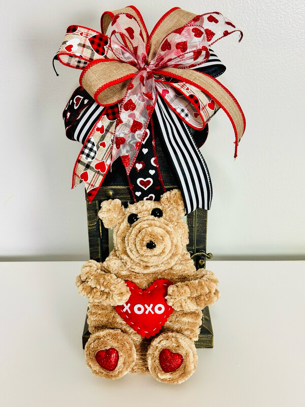 Hearts Check Valentine’s Day Bow