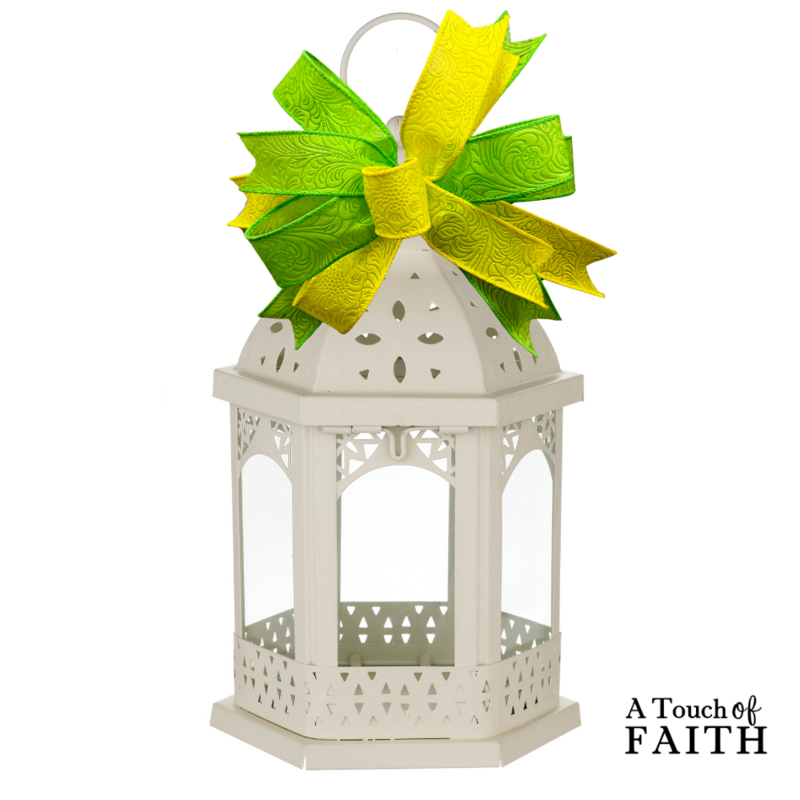 Lime Green &amp; Yellow Embossed Spring Bow