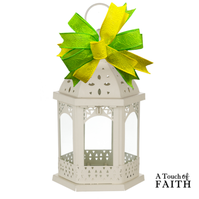 Lime Green &amp; Yellow Embossed Spring Bow