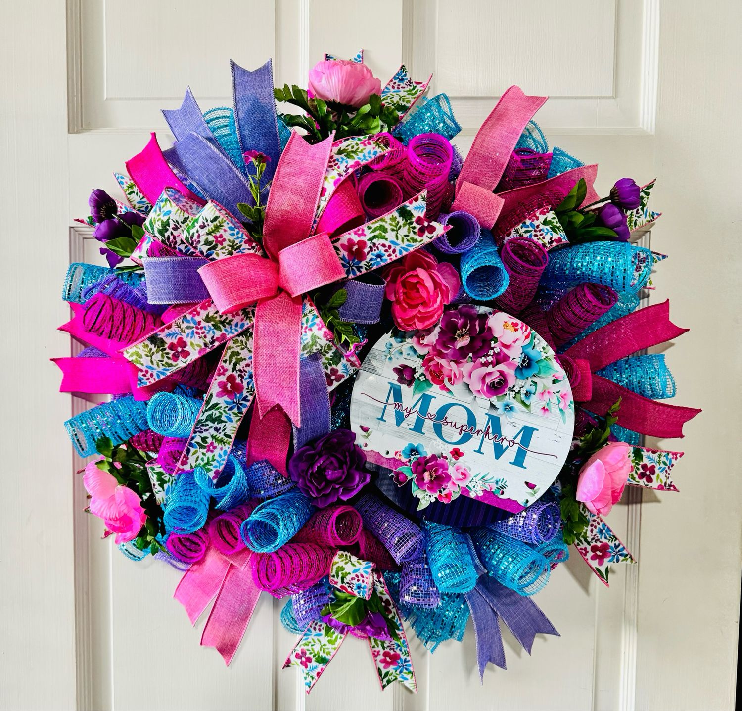 Mom My Superhero Wreath