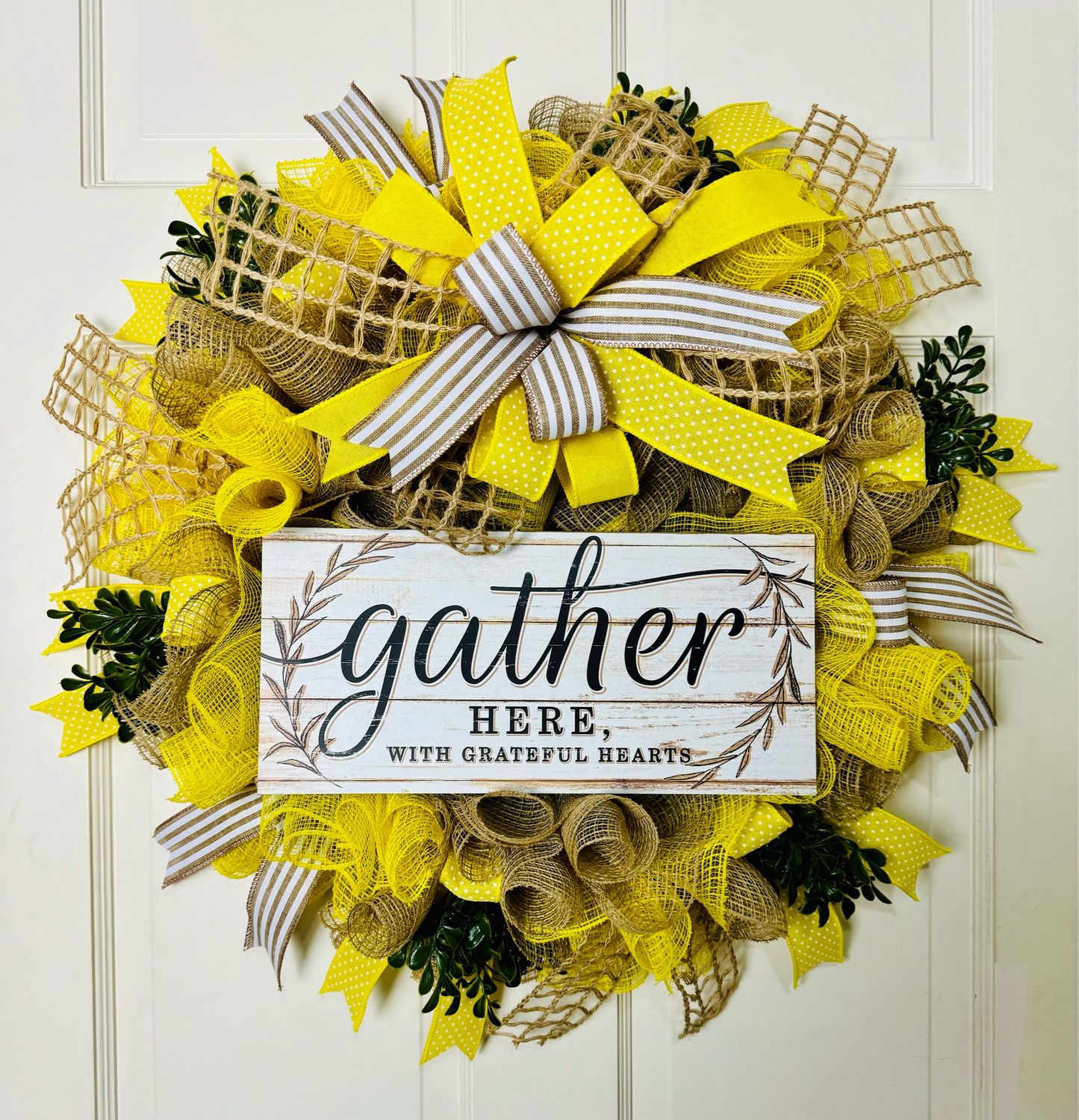 Yellow &amp; Natural Grateful Wreath