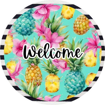 Floral Pineapple Welcome Sign