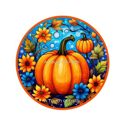 Blue &amp; Orange Pumpkin Sign