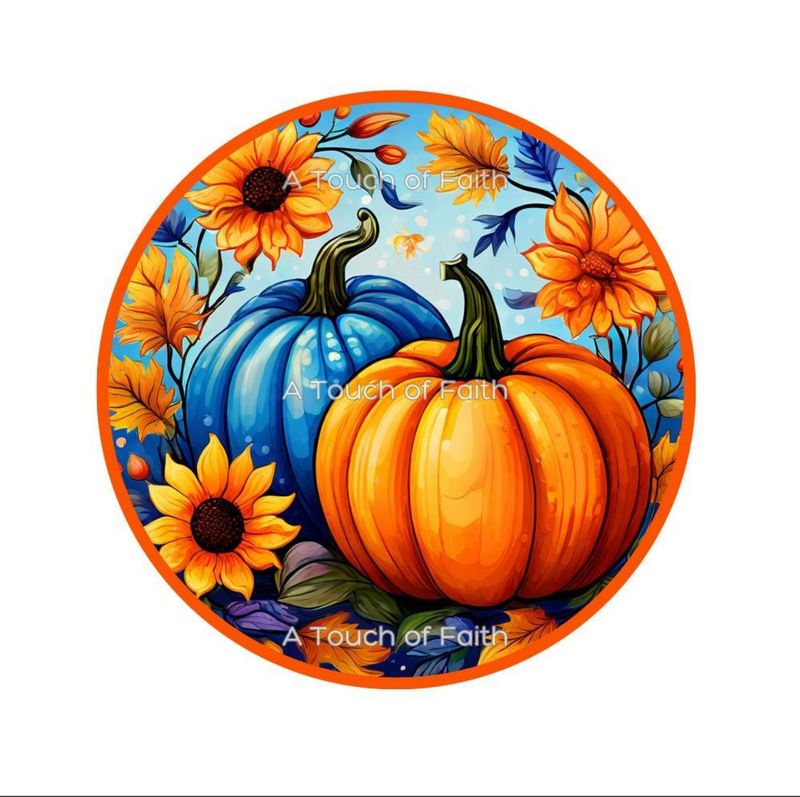 Blue &amp; Orange Pumpkin Sign