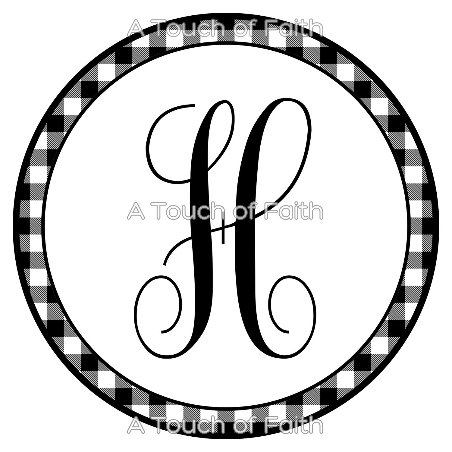 Buffalo Plaid Monogram Initial Wreath Sign