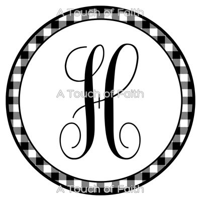 Buffalo Plaid Monogram Initial Wreath Sign