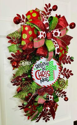 Believe in Christmas Teardrop Swag