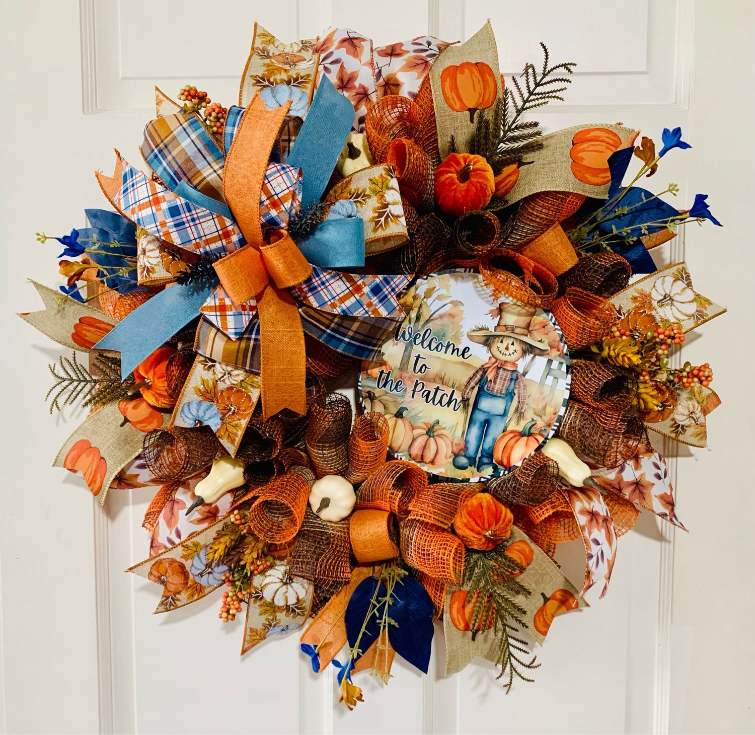 Fall Welcome to the Patch Scarecrow Wreath