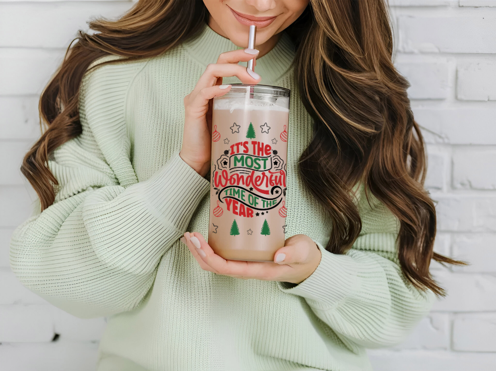 Christmas Frosted Glass Tumbler