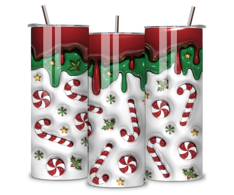 Festive 3D Candy Cane Tumbler