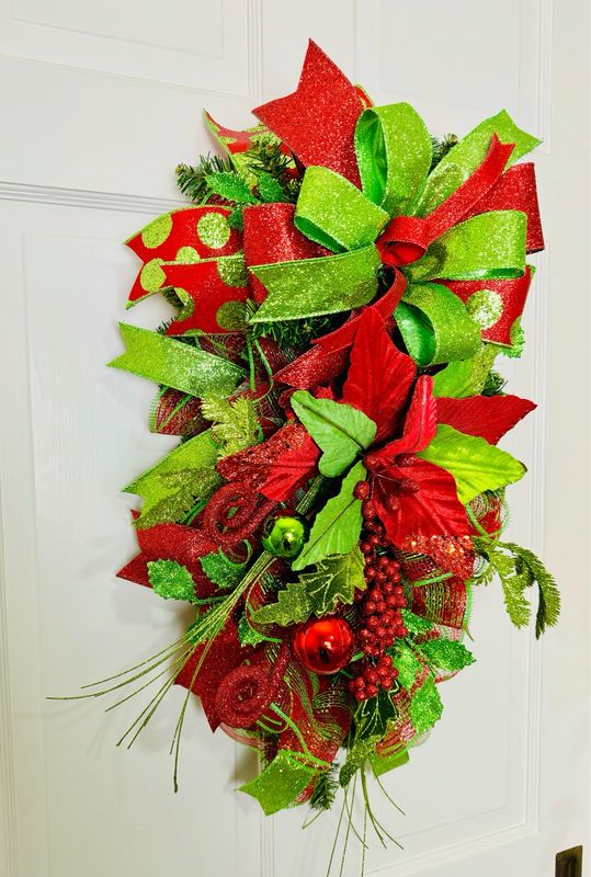 Red &amp; Green Poinsettia Swag