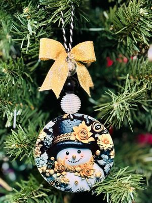 Black &amp; Gold Snowman Ornament