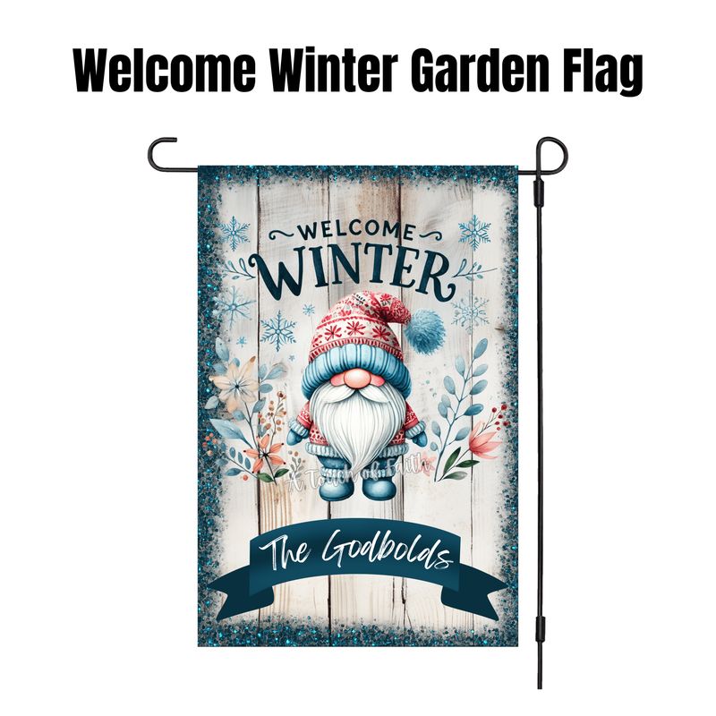 Welcome Winter Gnome Garden Flag