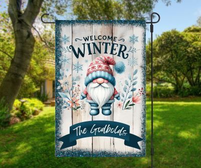 Welcome Winter Gnome Garden Flag