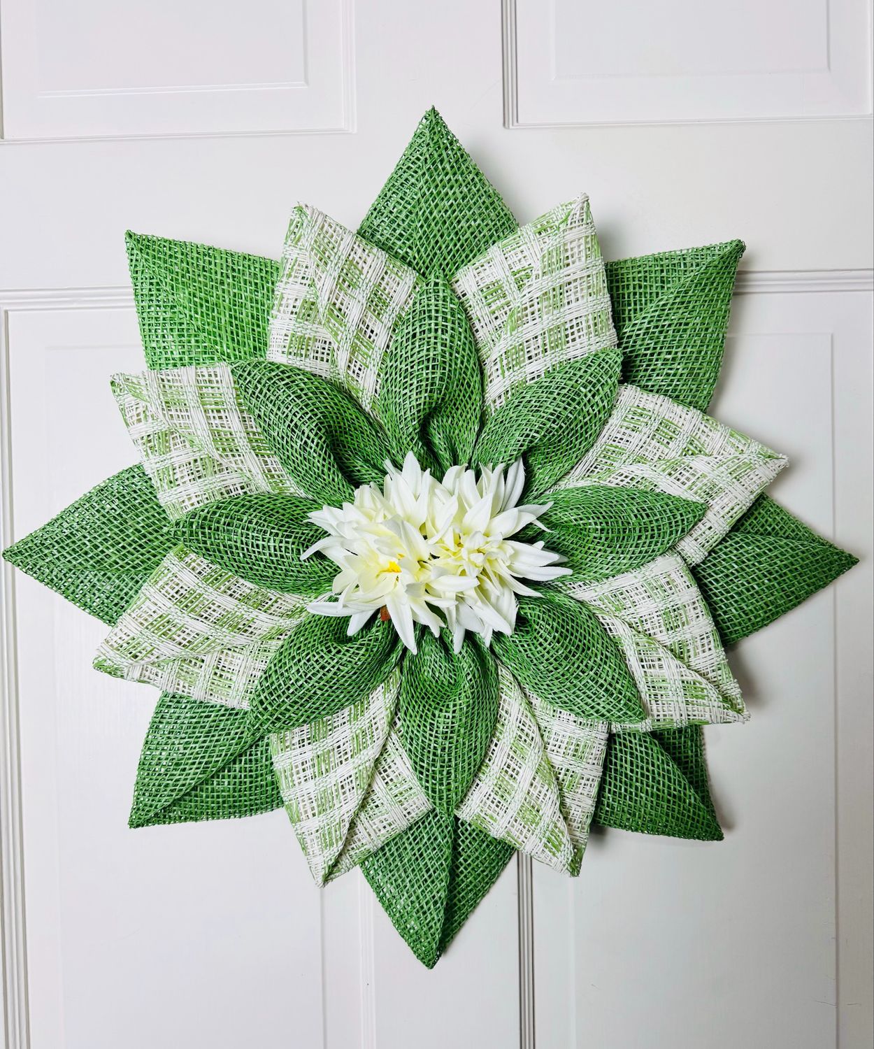 Lime Green &amp; Cream Flower Wreath
