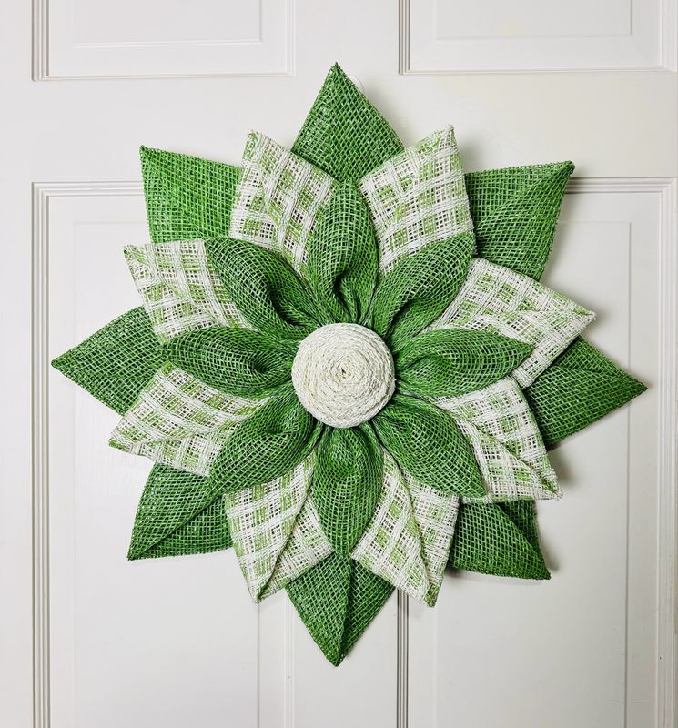 Lime Green &amp; Cream Flower Wreath