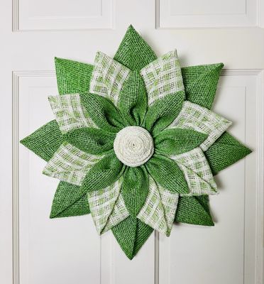 Lime Green &amp; Cream Flower Wreath