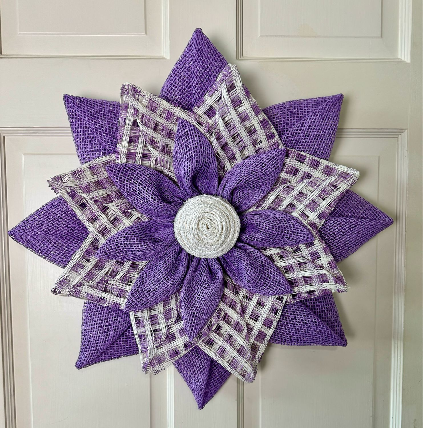 Purple Deco Mesh Flower Wreath