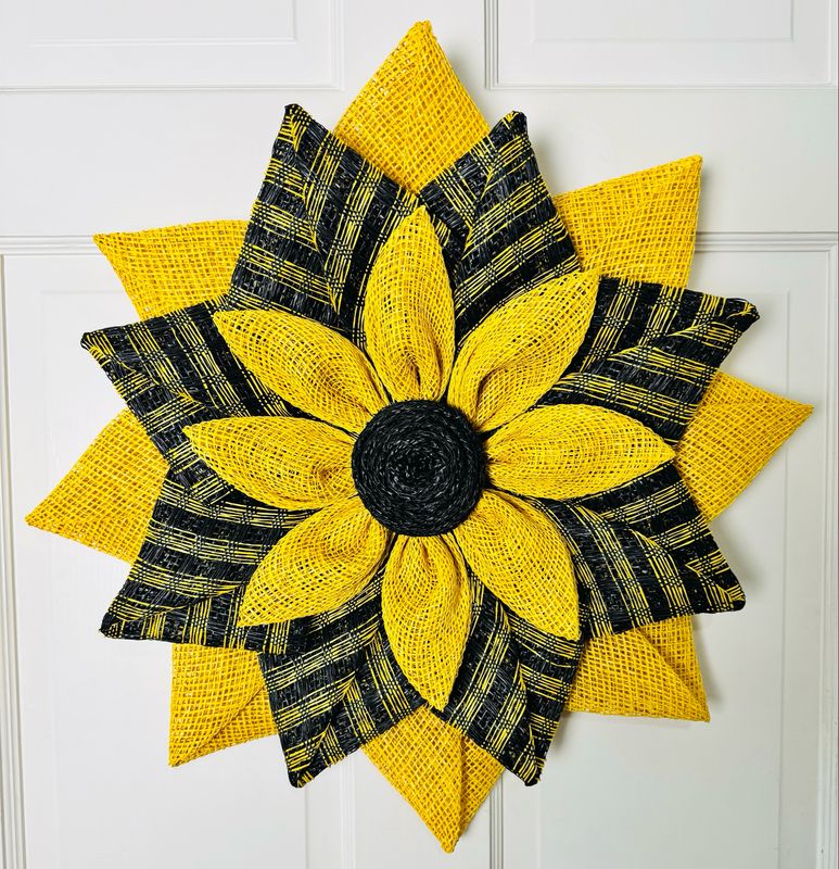 Yellow &amp; Black Bumblebee Flower Wreath
