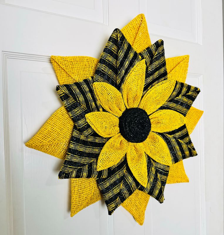 Yellow &amp; Black Bumblebee Flower Wreath