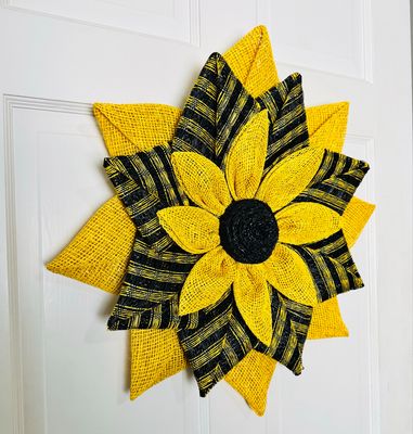 Yellow &amp; Black Bumblebee Flower Wreath