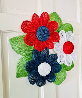 Patriotic Daisy Flower Wreath