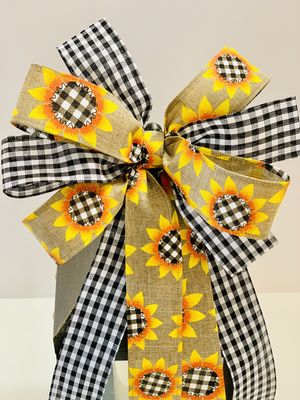 Sunflower Buffalo Plaid Gingham Check Bow