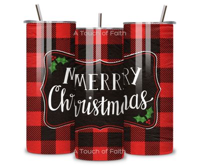Merry Christmas Buffalo Plaid Tumbler